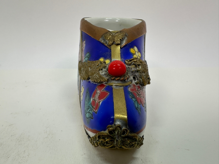 Vintage Chinese Porcelain and Metal Signed Shoe 5'W x 2'H [Photo 4]