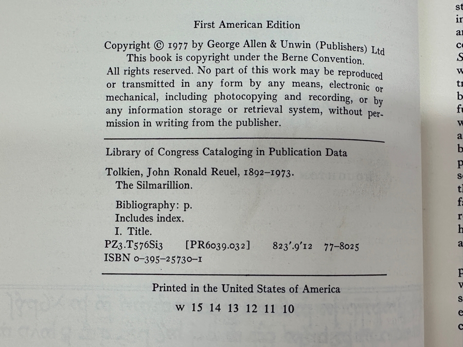 Vintage 1977 First American Edition Hardcover Book J.R.R. Tolkien The Silmarillion [Photo 3]