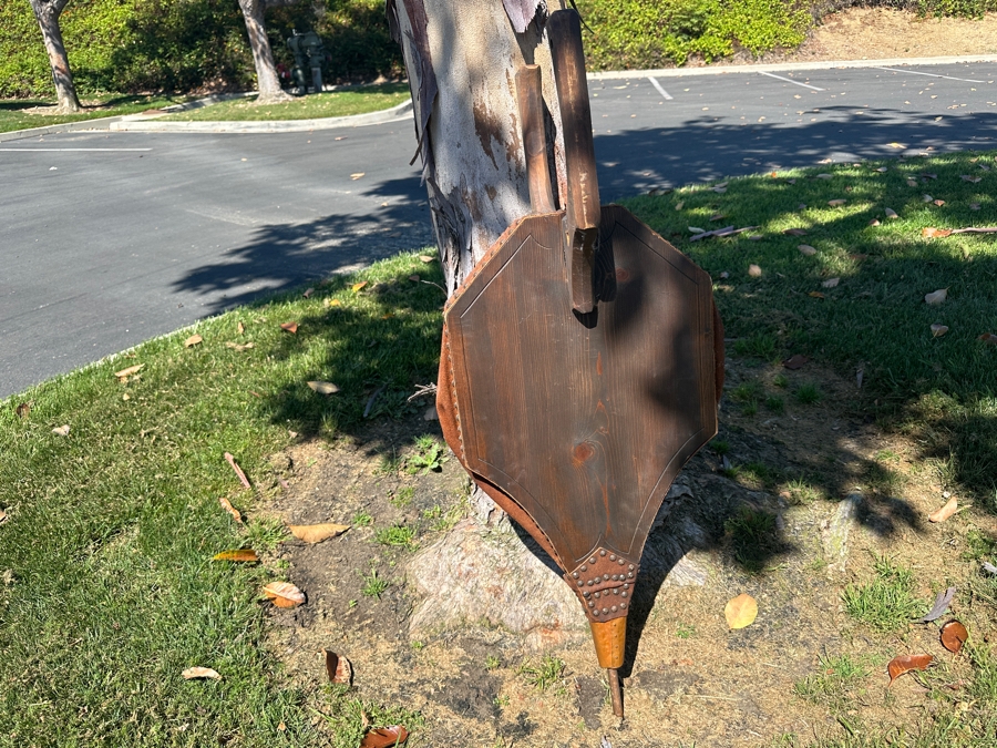 Just Added - Hand Carved Large Wood and Leather Bellows, Working 16'W x 44'H [Photo 7]