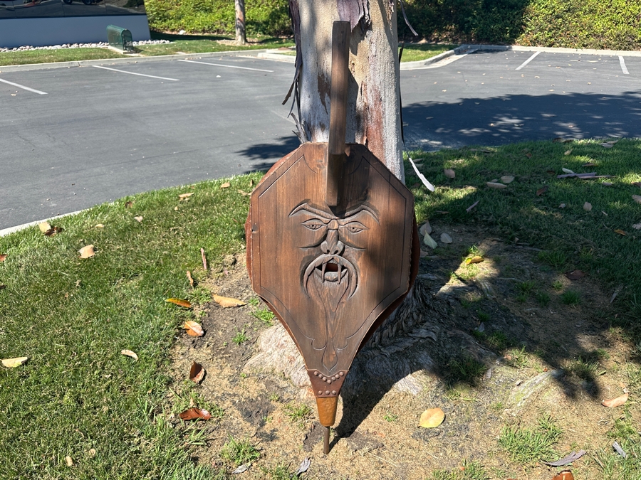 Just Added - Hand Carved Large Wood and Leather Bellows, Working 16'W x 44'H [Photo 1]