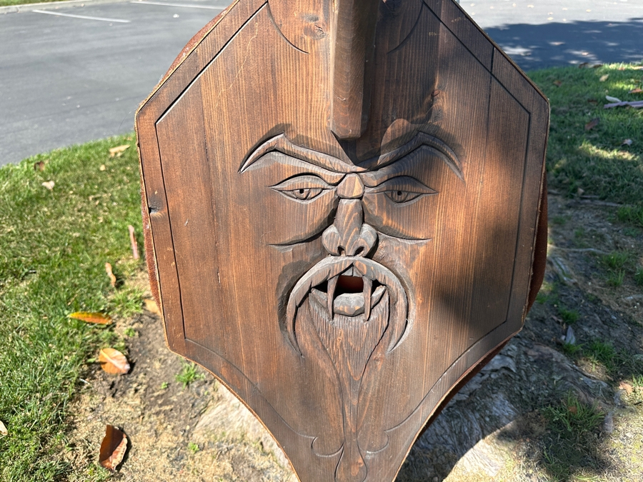 Just Added - Hand Carved Large Wood and Leather Bellows, Working 16'W x 44'H [Photo 3]