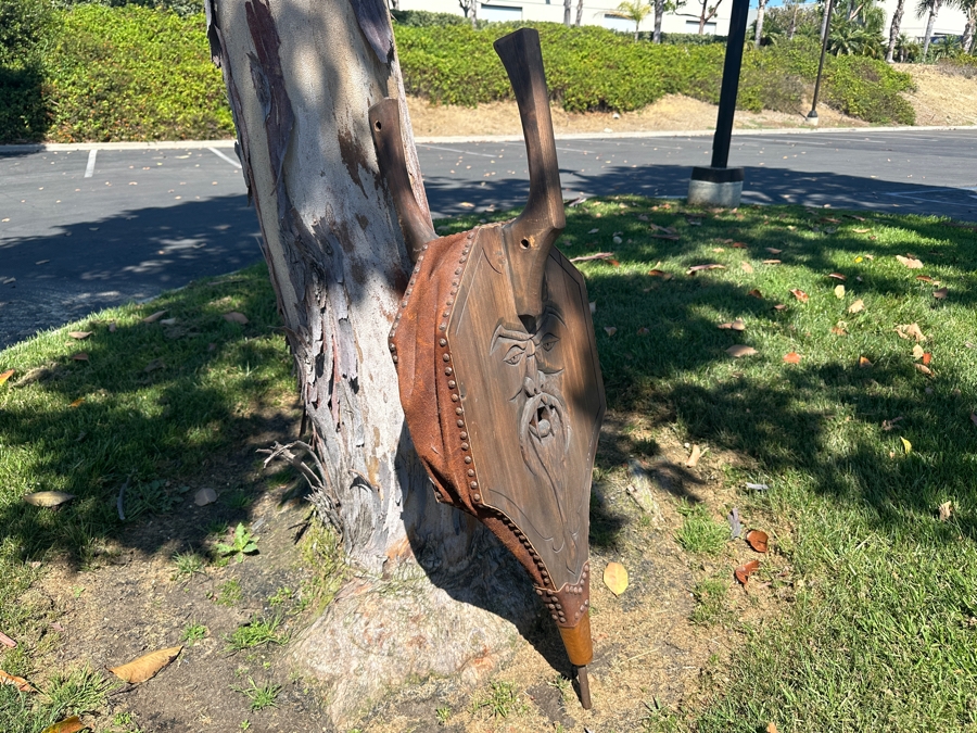 Just Added - Hand Carved Large Wood and Leather Bellows, Working 16'W x 44'H [Photo 4]