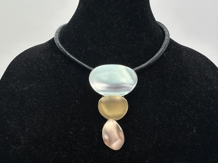 Pair Of Modernist Necklaces By Palm Springs Jewelry Designer Laurent Scott Collection Contempo Series 32'L & 16'L [Photo 5]