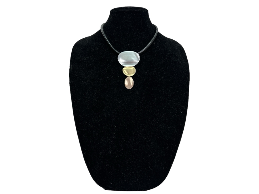 Pair Of Modernist Necklaces By Palm Springs Jewelry Designer Laurent Scott Collection Contempo Series 32'L & 16'L [Photo 2]