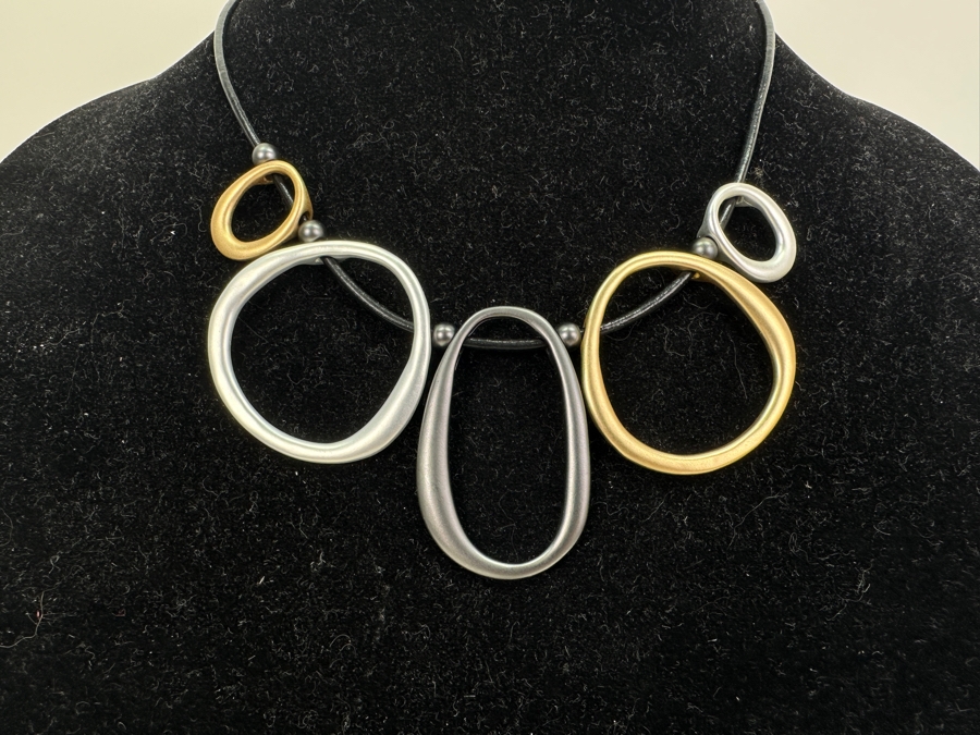 Pair Of Modernist Necklaces By Palm Springs Jewelry Designer Laurent Scott Collection Contempo Series 16'L & 20'L [Photo 4]