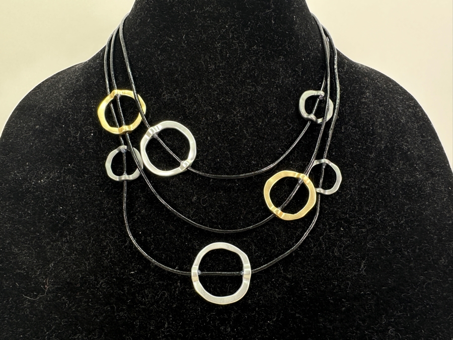 Pair Of Modernist Necklaces By Palm Springs Jewelry Designer Laurent Scott Collection Contempo Series 16'L & 20'L [Photo 5]