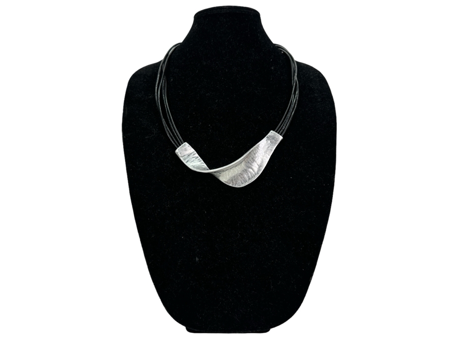 Pair Of Modernist Necklaces By Palm Springs Jewelry Designer Laurent Scott Collection Contempo Series 22'L & 12'L [Photo 2]