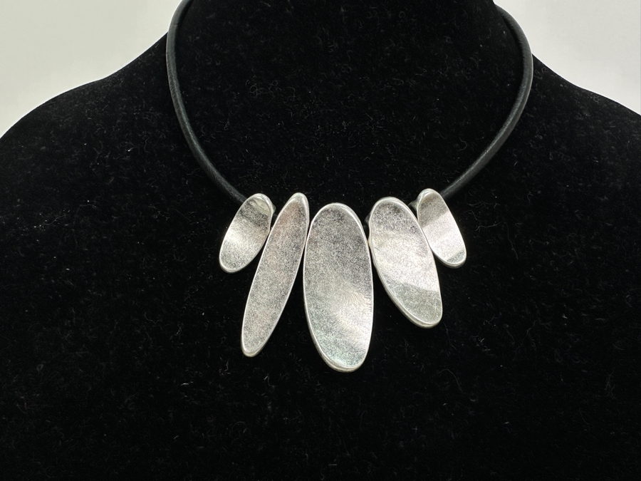 Pair Of Modernist Necklaces By Palm Springs Jewelry Designer Laurent Scott Collection Contempo Series 22'L & 12'L [Photo 5]