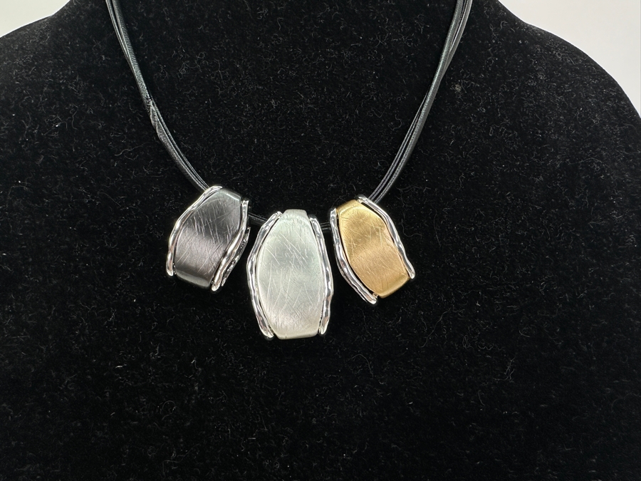 Pair Of Modernist Necklaces By Palm Springs Jewelry Designer Laurent Scott Collection Contempo Series 14'L & 30'L [Photo 4]