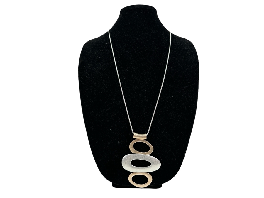 Pair Of Modernist Necklaces By Palm Springs Jewelry Designer Laurent Scott Collection Contempo Series 14'L & 30'L [Photo 2]