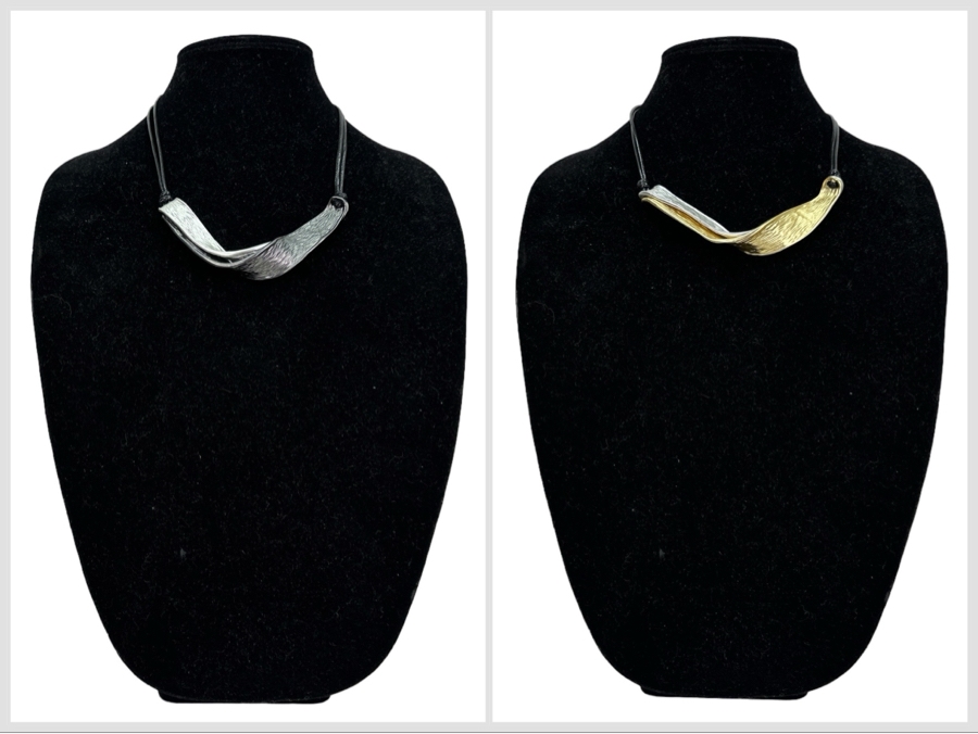 Pair Of Modernist Necklaces By Palm Springs Jewelry Designer Laurent Scott Collection Contempo Series 18'L & 16'L [Photo 1]