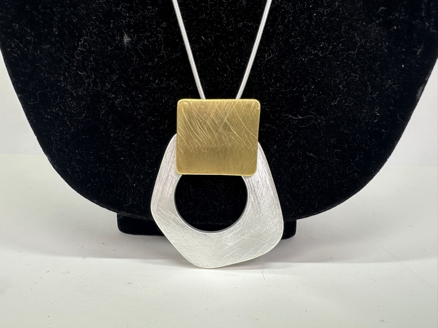 Pair Of Modernist Necklaces By Palm Springs Jewelry Designer Laurent Scott Collection Contempo Series 34'L & 16'L [Photo 6]