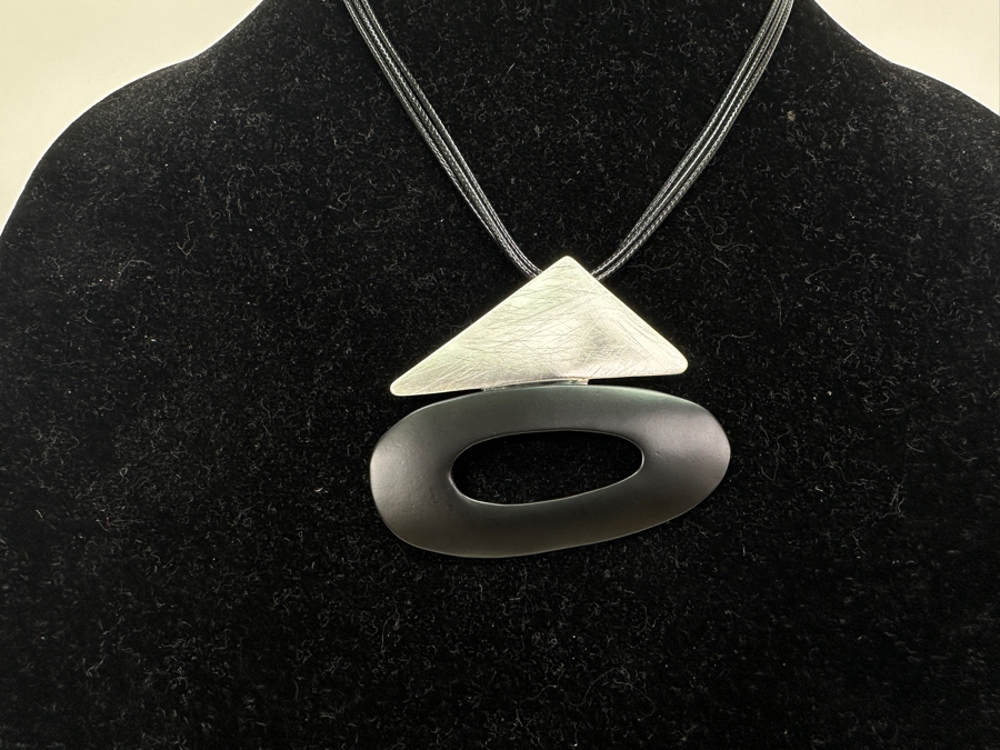 Pair Of Modernist Necklaces By Palm Springs Jewelry Designer Laurent Scott Collection Contempo Series 34'L & 16'L [Photo 4]