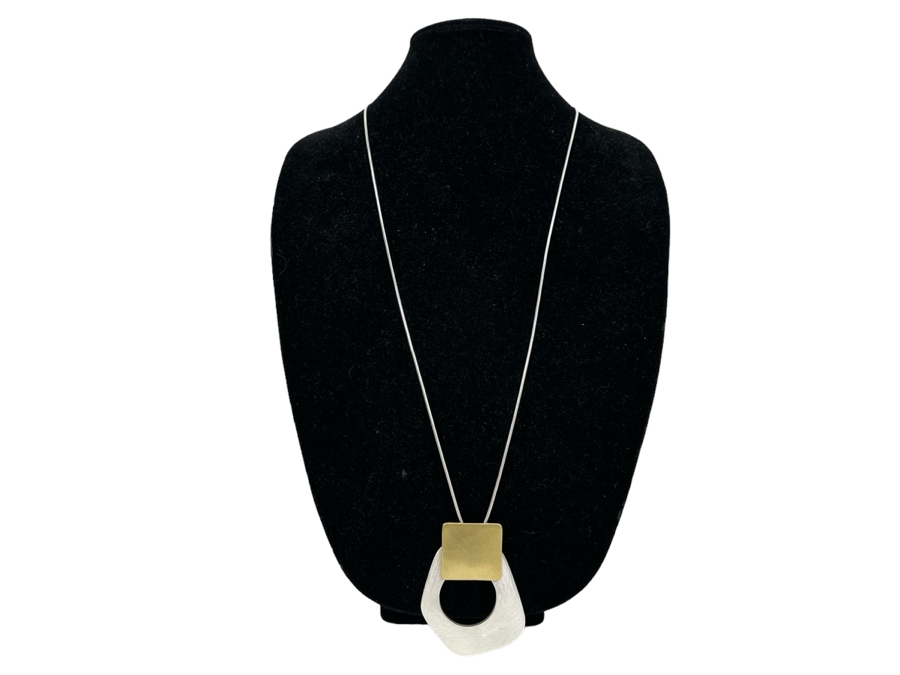 Pair Of Modernist Necklaces By Palm Springs Jewelry Designer Laurent Scott Collection Contempo Series 34'L & 16'L [Photo 3]