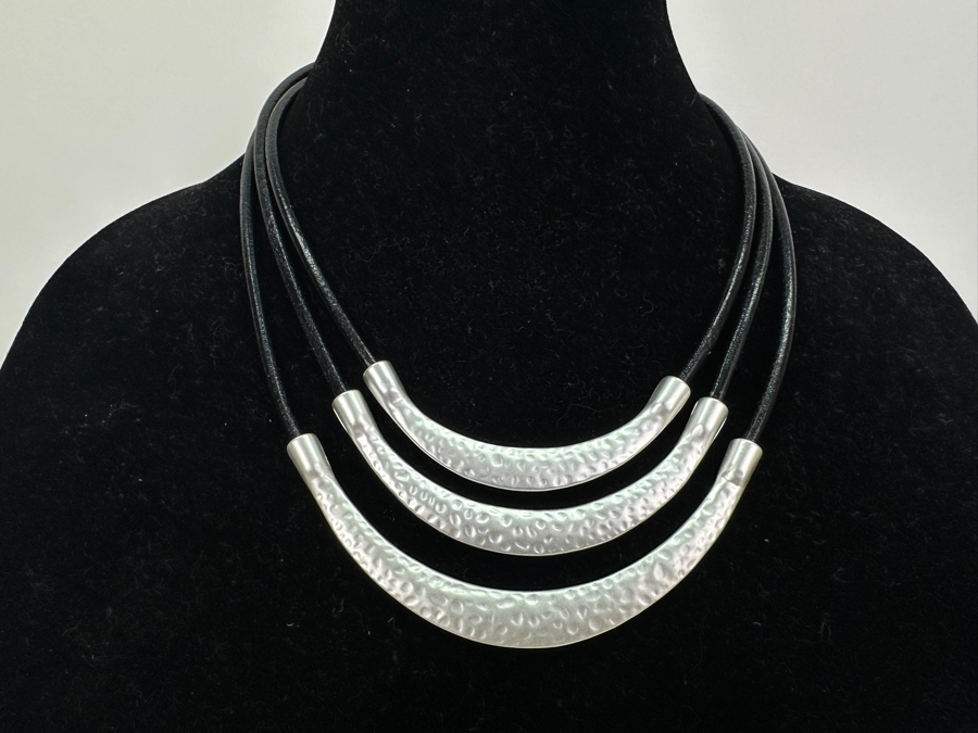 Pair Of Modernist Necklaces By Palm Springs Jewelry Designer Laurent Scott Collection Contempo Series 14'L & 16'L [Photo 6]