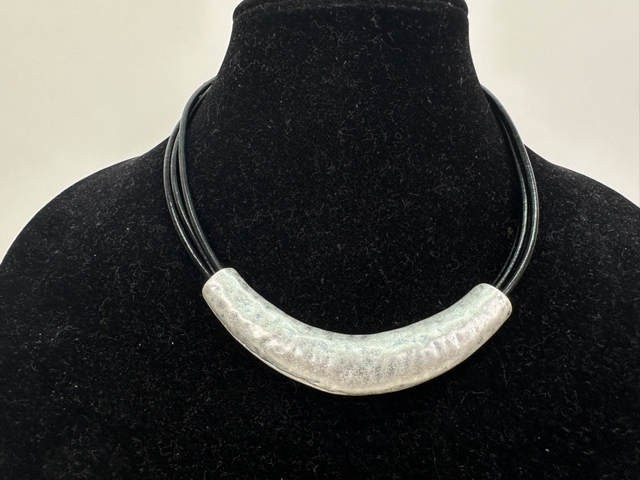 Pair Of Modernist Necklaces By Palm Springs Jewelry Designer Laurent Scott Collection Contempo Series 14'L & 16'L [Photo 4]