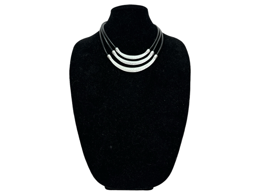 Pair Of Modernist Necklaces By Palm Springs Jewelry Designer Laurent Scott Collection Contempo Series 14'L & 16'L [Photo 2]