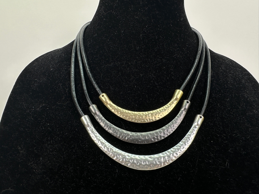 Pair Of Modernist Necklaces By Palm Springs Jewelry Designer Laurent Scott Collection Contempo Series 30'L & 17'L [Photo 6]
