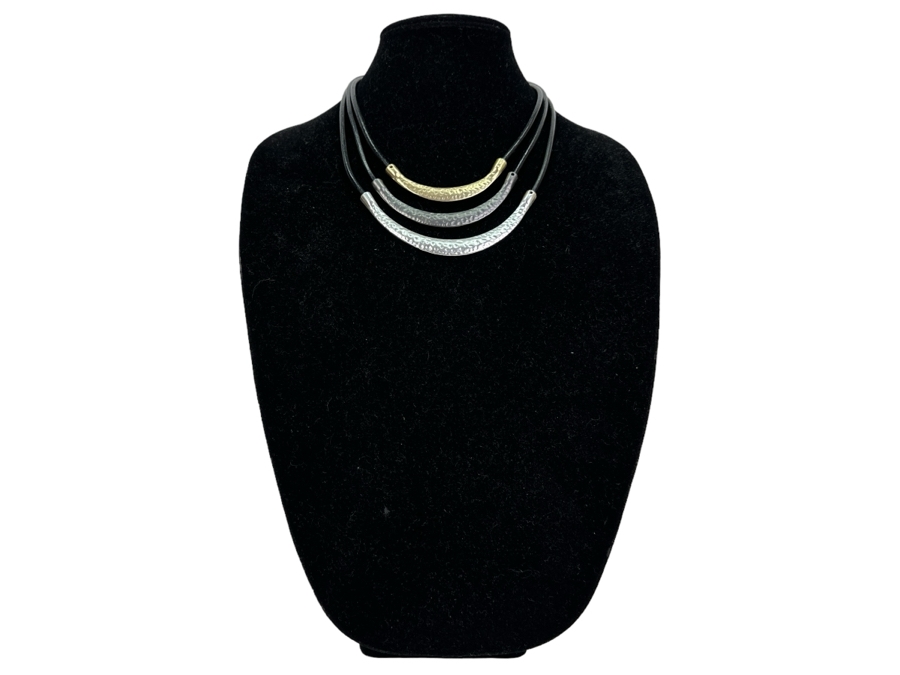 Pair Of Modernist Necklaces By Palm Springs Jewelry Designer Laurent Scott Collection Contempo Series 30'L & 17'L [Photo 3]