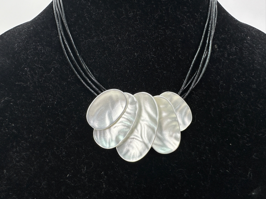 Pair Of Modernist Necklaces By Palm Springs Jewelry Designer Laurent Scott Collection Contempo Series 30'L & 16'L [Photo 6]