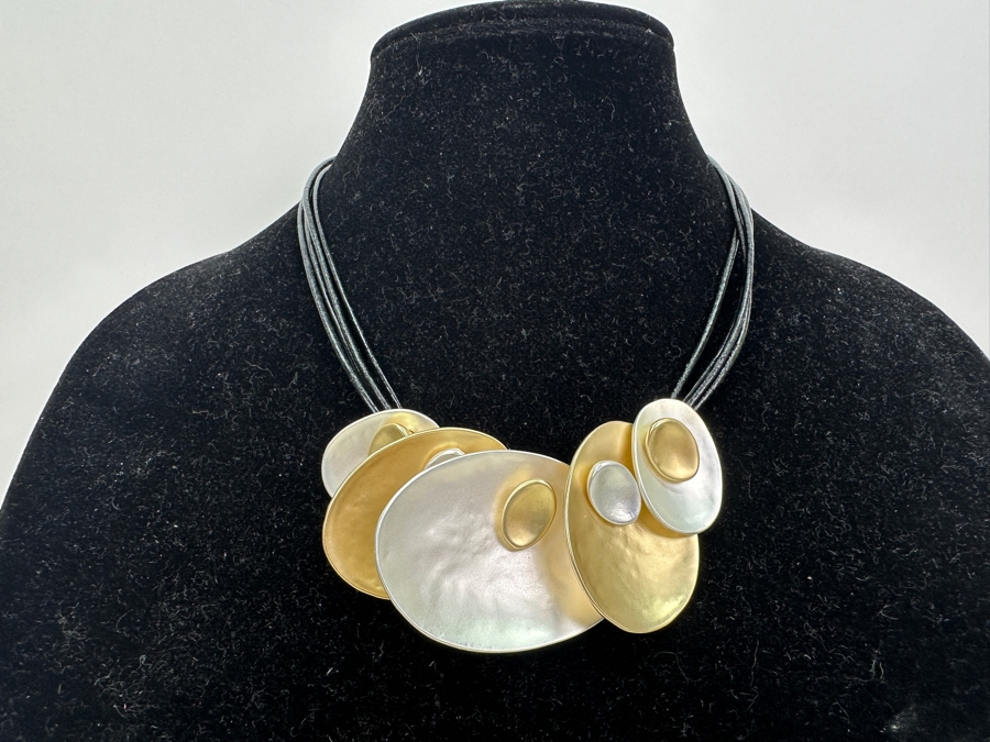 Pair Of Modernist Necklaces By Palm Springs Jewelry Designer Laurent Scott Collection Contempo Series 14'L & 36'L [Photo 4]