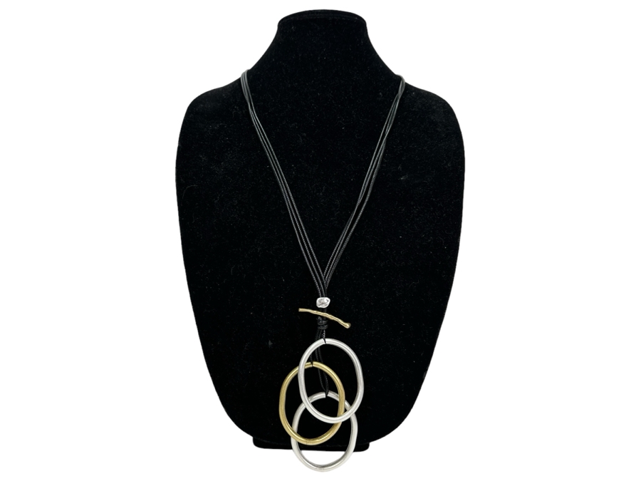 Pair Of Modernist Necklaces By Palm Springs Jewelry Designer Laurent Scott Collection Contempo Series 14'L & 36'L [Photo 2]