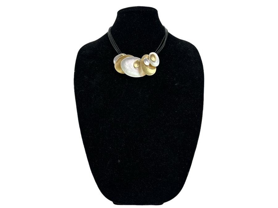 Pair Of Modernist Necklaces By Palm Springs Jewelry Designer Laurent Scott Collection Contempo Series 14'L & 36'L [Photo 3]