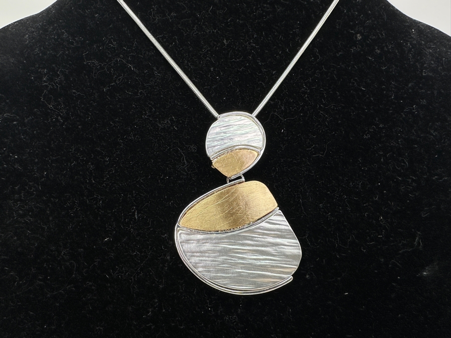 Pair Of Modernist Necklaces By Palm Springs Jewelry Designer Laurent Scott Collection Contempo Series 36'L & 16'L [Photo 6]