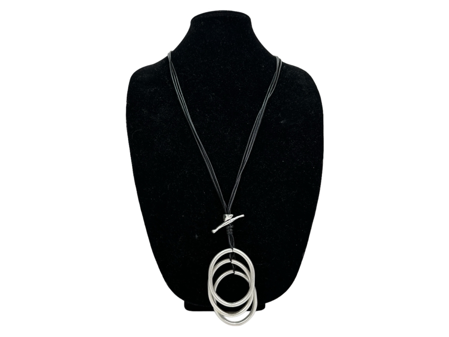 Pair Of Modernist Necklaces By Palm Springs Jewelry Designer Laurent Scott Collection Contempo Series 36'L & 16'L [Photo 3]