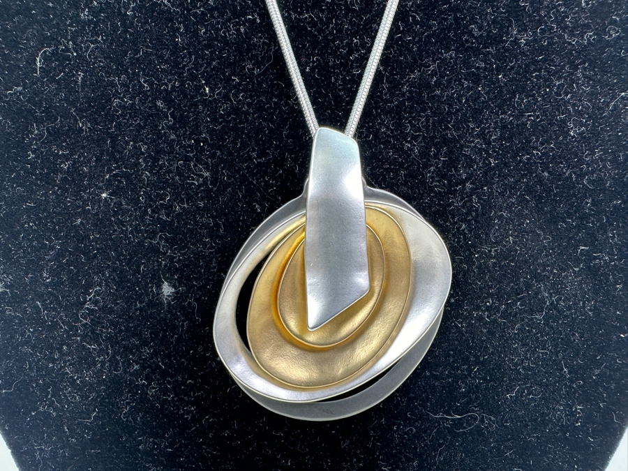 Pair Of Modernist Necklaces By Palm Springs Jewelry Designer Laurent Scott Collection Contempo Series 31'L & 30'L [Photo 4]