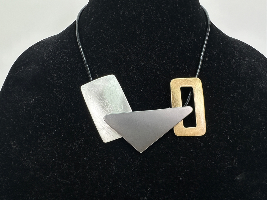 Pair Of Modernist Necklaces By Palm Springs Jewelry Designer Laurent Scott Collection Contempo Series 16'L & 30'L [Photo 4]