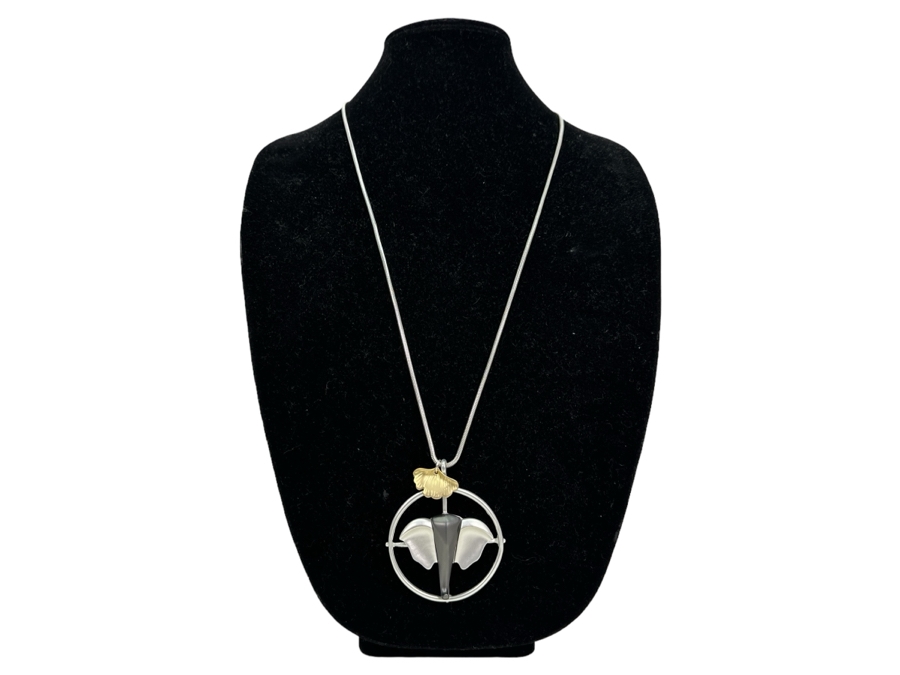 Pair Of Modernist Necklaces By Palm Springs Jewelry Designer Laurent Scott Collection Contempo Series 14'L & 30'L [Photo 2]