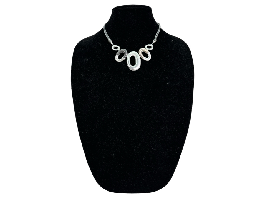 Pair Of Modernist Necklaces By Palm Springs Jewelry Designer Laurent Scott Collection Contempo Series 37'L & 12'L [Photo 3]