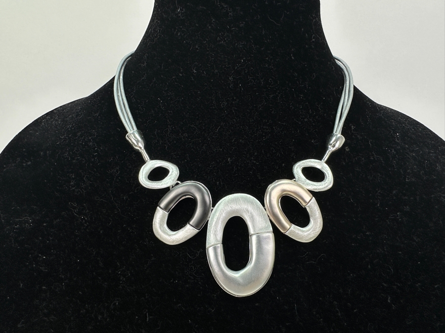 Pair Of Modernist Necklaces By Palm Springs Jewelry Designer Laurent Scott Collection Contempo Series 37'L & 12'L [Photo 7]