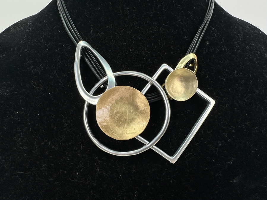 Pair Of Modernist Necklaces By Palm Springs Jewelry Designer Laurent Scott Collection Contempo Series 15'L & 31'L [Photo 4]