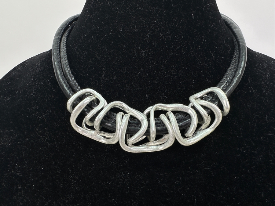 Pair Of Modernist Necklaces By Palm Springs Jewelry Designer Laurent Scott Collection Contempo Series 12'L & 14'L [Photo 4]