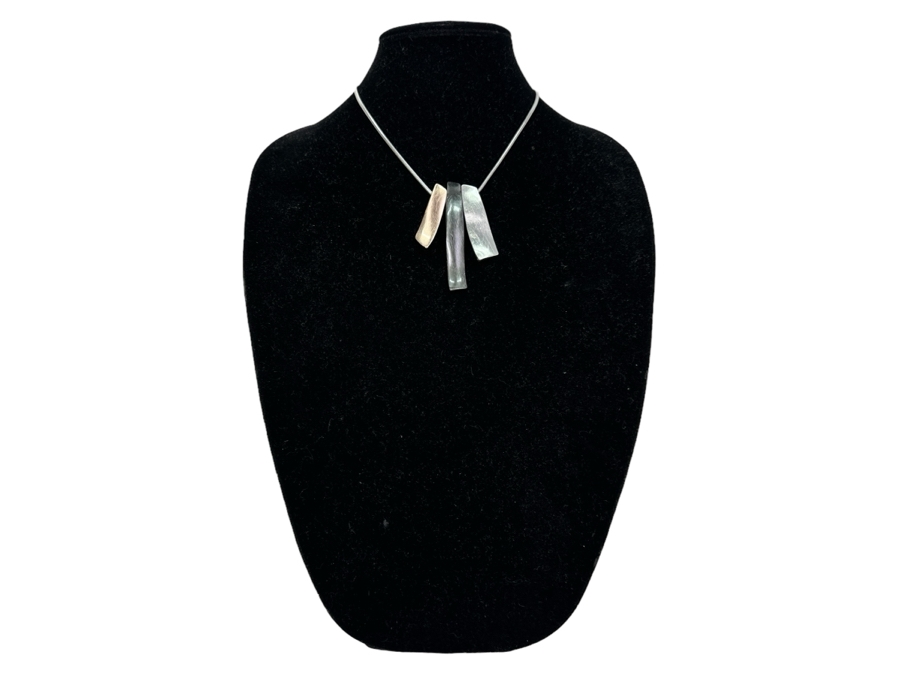 Pair Of Modernist Necklaces By Palm Springs Jewelry Designer Laurent Scott Collection Contempo Series 32'L & 16'L [Photo 3]