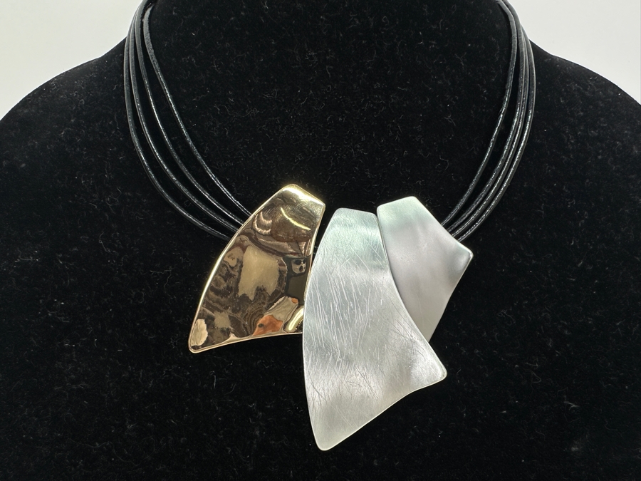 Pair Of Modernist Necklaces By Palm Springs Jewelry Designer Laurent Scott Collection Contempo Series 14'L & 32'L [Photo 8]