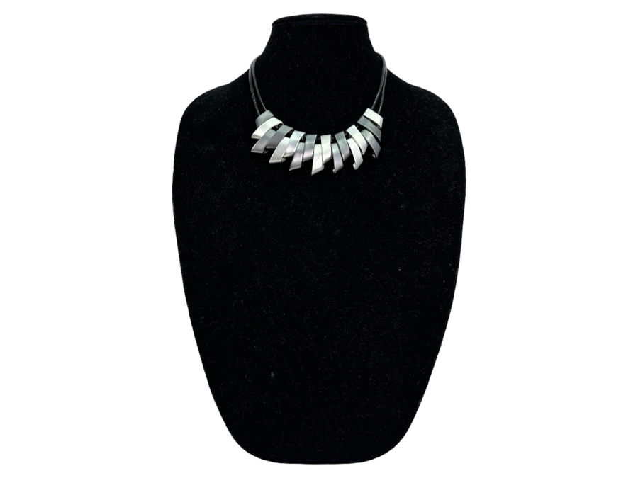 Pair Of Modernist Necklaces By Palm Springs Jewelry Designer Laurent Scott Collection Contempo Series 32'L & 14'L [Photo 2]