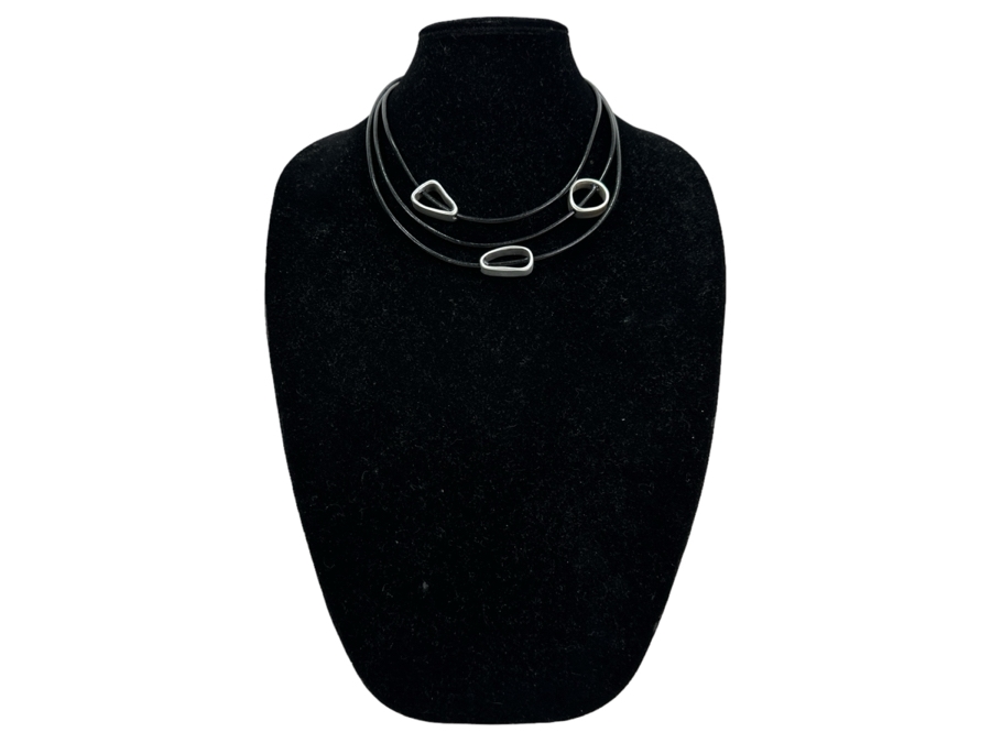 Pair Of Modernist Necklaces By Palm Springs Jewelry Designer Laurent Scott Collection Contempo Series 12'L & 14'L [Photo 3]