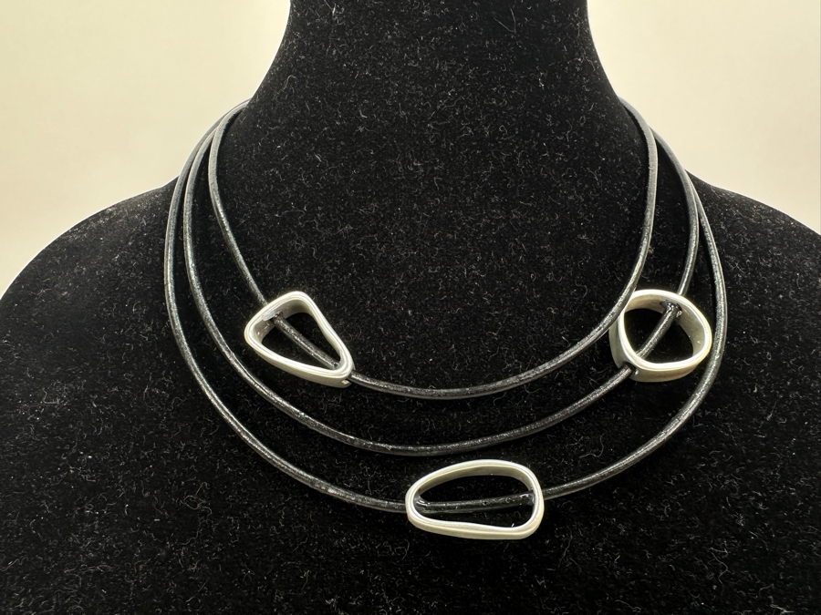 Pair Of Modernist Necklaces By Palm Springs Jewelry Designer Laurent Scott Collection Contempo Series 12'L & 14'L [Photo 7]