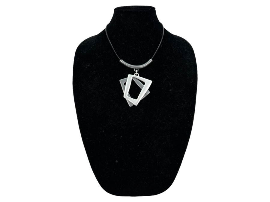 Pair Of Modernist Necklaces By Palm Springs Jewelry Designer Laurent Scott Collection Contempo Series 12'L & 14'L [Photo 2]