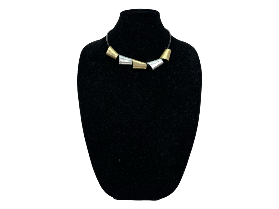 Pair Of Modernist Necklaces By Palm Springs Jewelry Designer Laurent Scott Collection Contempo Series 14'L & 14'L [Photo 3]