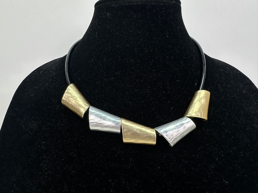 Pair Of Modernist Necklaces By Palm Springs Jewelry Designer Laurent Scott Collection Contempo Series 14'L & 14'L [Photo 7]