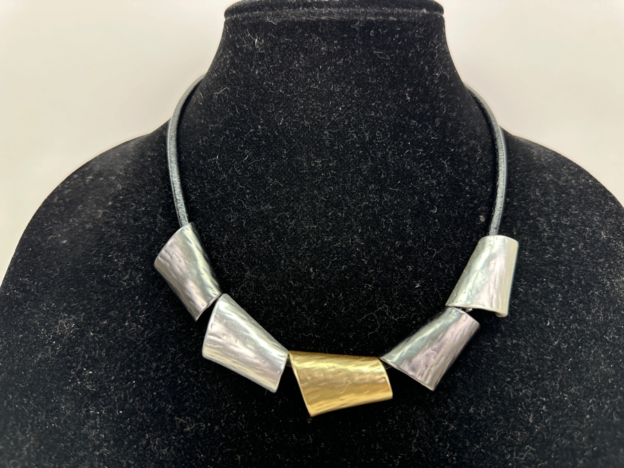 Pair Of Modernist Necklaces By Palm Springs Jewelry Designer Laurent Scott Collection Contempo Series 14'L & 14'L [Photo 7]