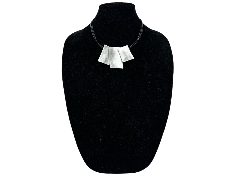 Pair Of Modernist Necklaces By Palm Springs Jewelry Designer Laurent Scott Collection Contempo Series 14'L & 14'L [Photo 2]