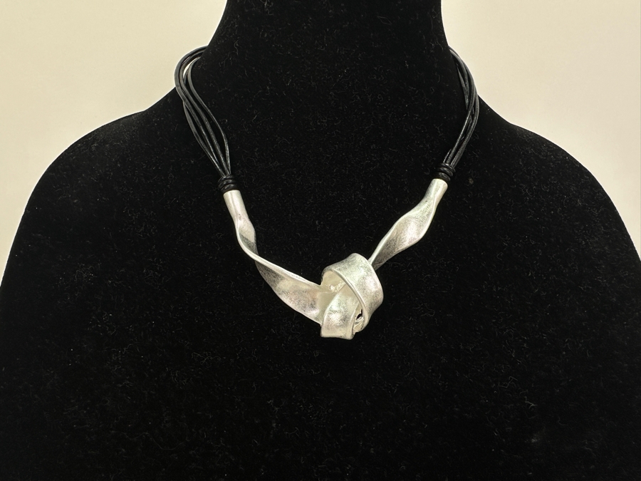 Pair Of Modernist Necklaces By Palm Springs Jewelry Designer Laurent Scott Collection Contempo Series 16'L & 14'L [Photo 7]