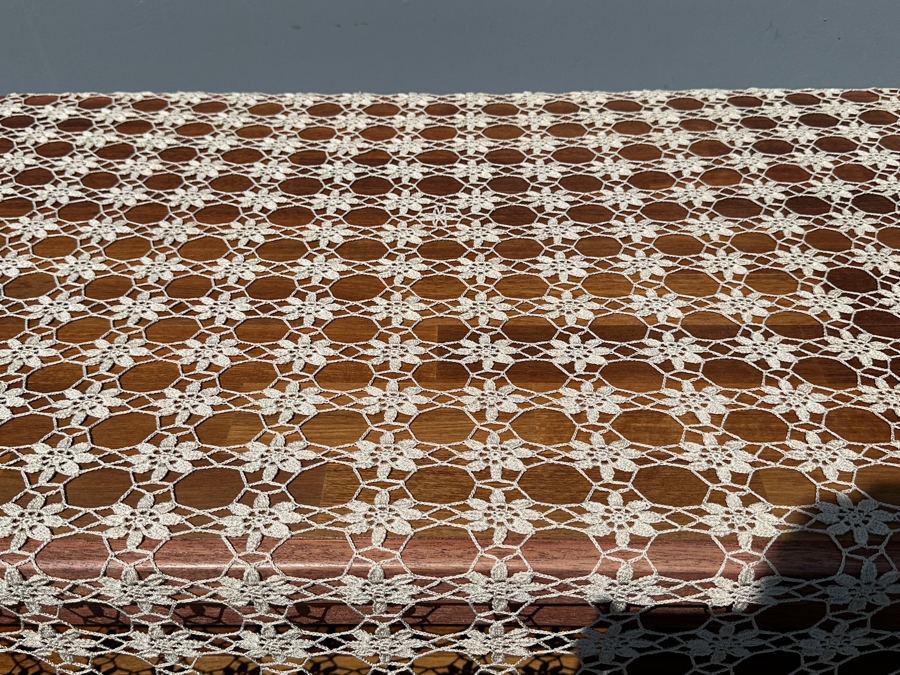 Just Added - Handmade Vintage Crochet Tablecloth 93 X 63 [Photo 2]