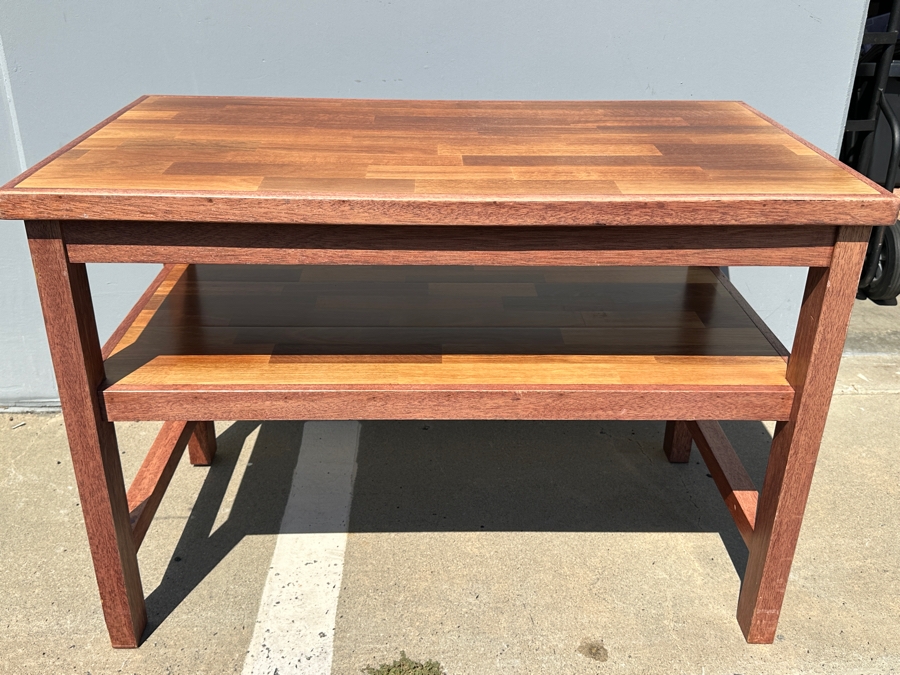 Just Added - Teak 2-Tier Table 45 X 25 X 31H [Photo 2]
