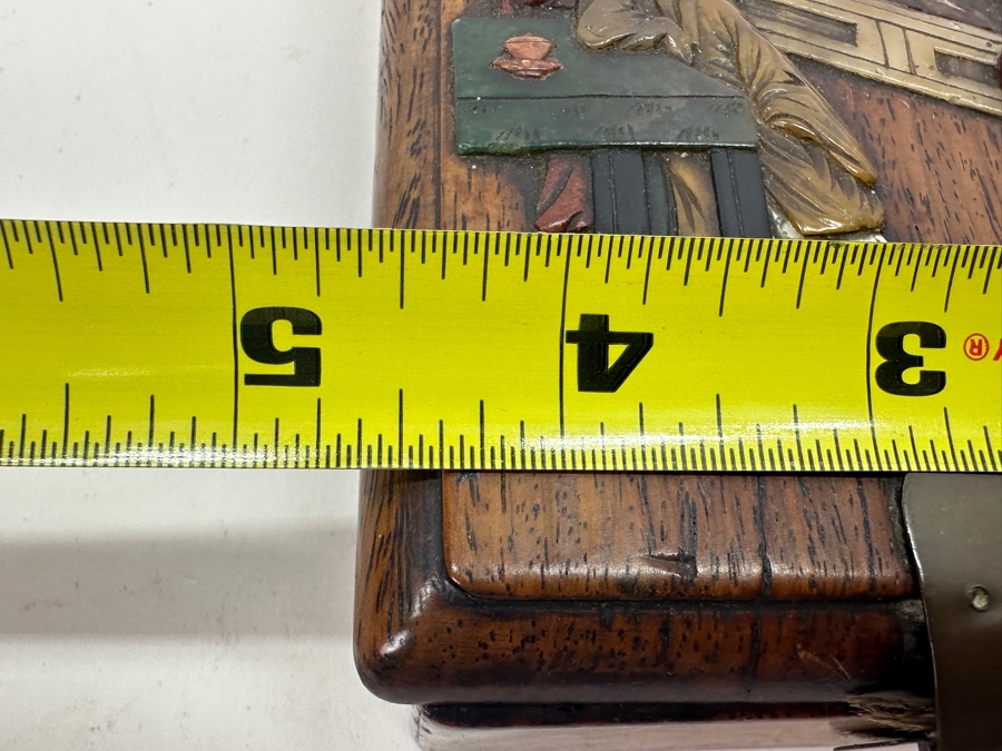 Antique Chinese Rosewood Mirror Jewelry Box With Applied Decorations 4.5W X 6.5D X 2H [Photo 10]